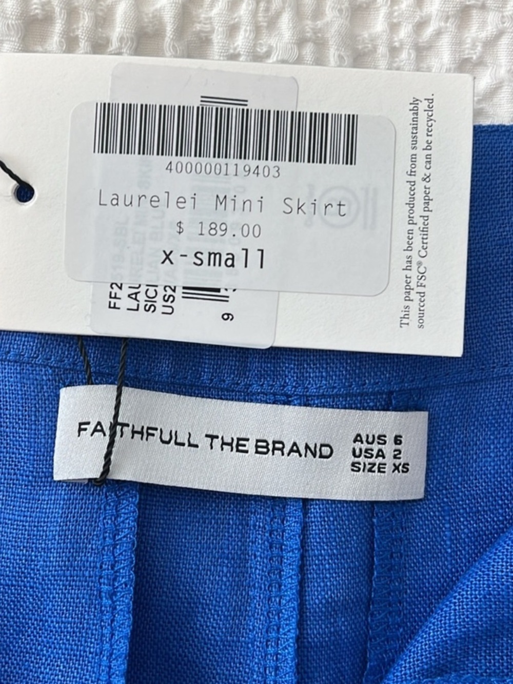 Faithfull the Brand brand Lorelei skirt and Elfie top in Sicilian blue size XS - Picture 5 of 10